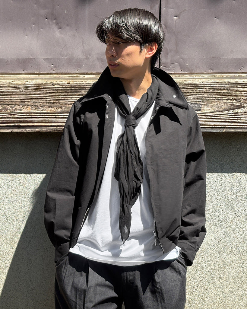 KUON クオン 襟裂織り フィールドジャケット ブラックチノ ブルゾンアウター The classic collar blouson - Black Label | gorouta