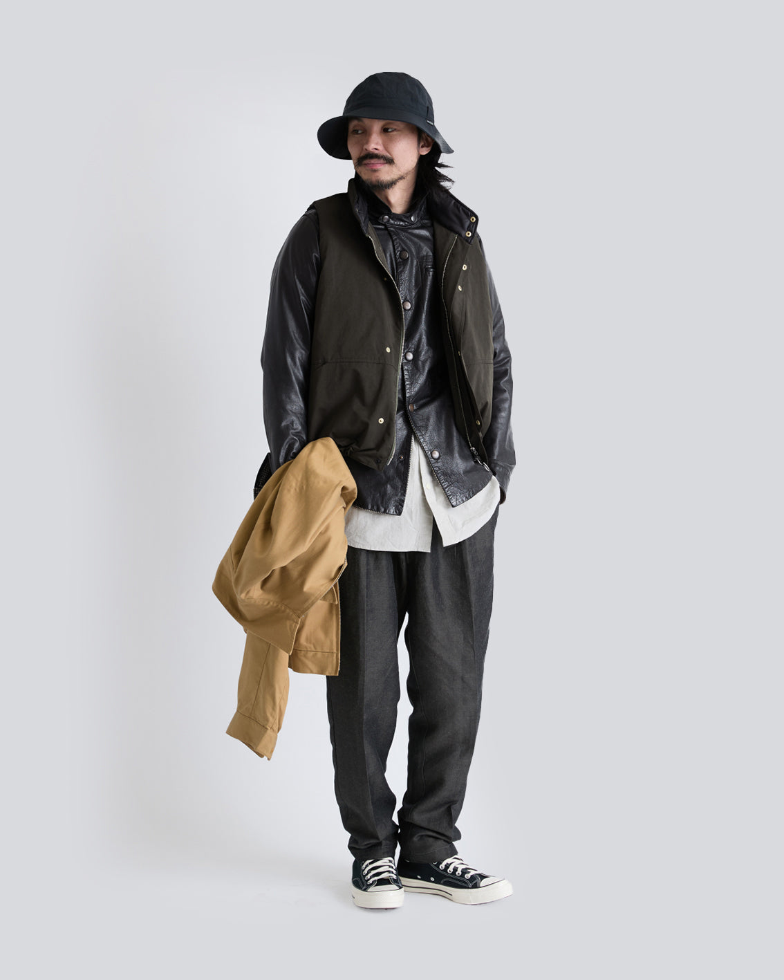 DOUBLE FRONT VEST BLACK | gorouta